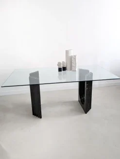 Clearance Pamono Glass & Black Marble Dining Table by Carlo Scarpa for Cattelan, 1970s
