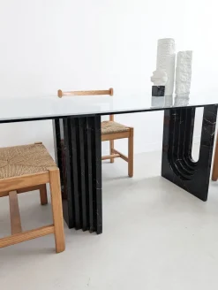 Clearance Pamono Glass & Black Marble Dining Table by Carlo Scarpa for Cattelan, 1970s