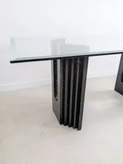 Clearance Pamono Glass & Black Marble Dining Table by Carlo Scarpa for Cattelan, 1970s
