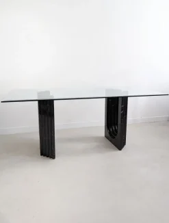 Clearance Pamono Glass & Black Marble Dining Table by Carlo Scarpa for Cattelan, 1970s