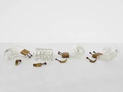Pamono Glass and Brass Wall-Mounted Coat Rack from Ercole Barovier, Italy, 1920s, Set of 8> Racks, Hooks & Valets