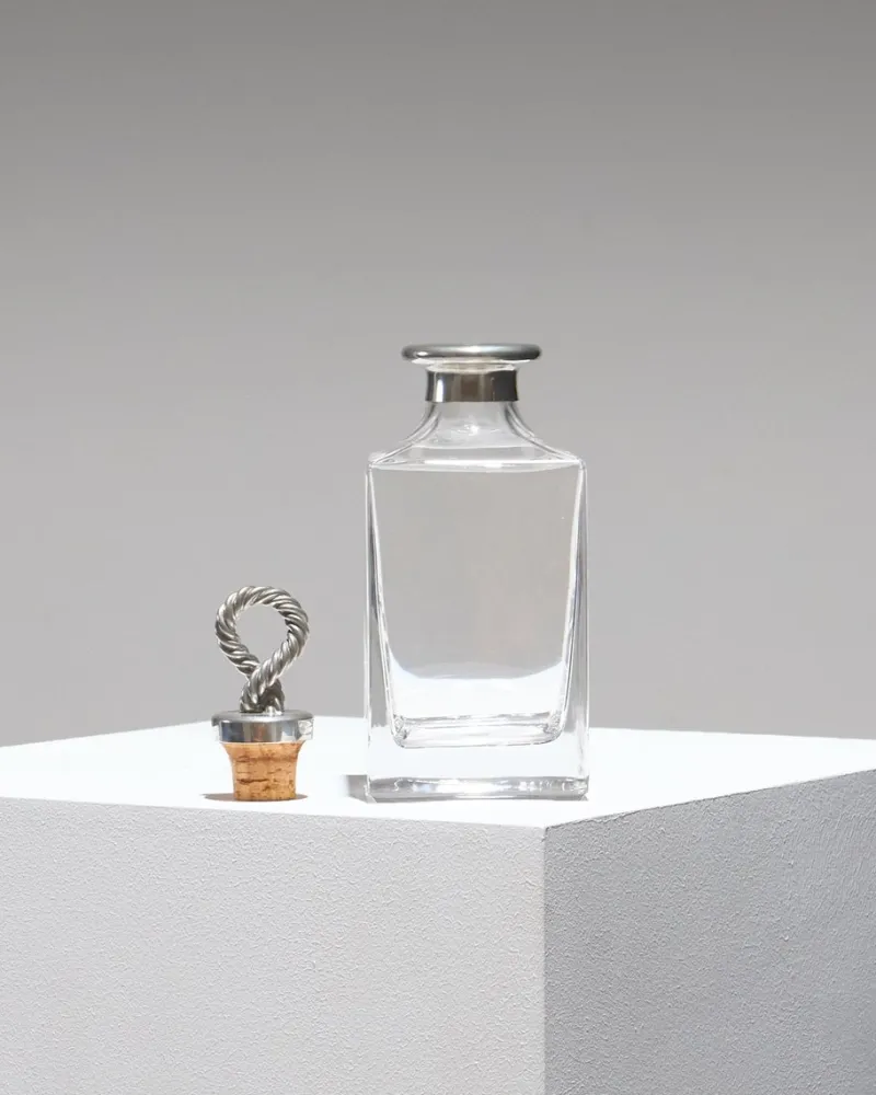 Pamono Glass and Pewter Carafe from Les Étains du Manoir, 1960s> Bottles, Carafes & Jugs