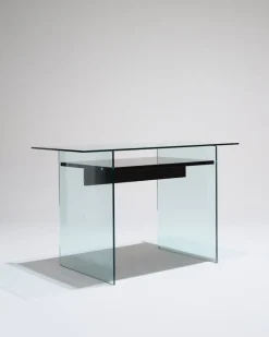 Hot Pamono Glass and Wood Desk from Artelano, 1980s