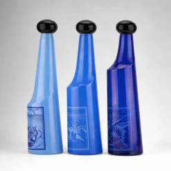 New Pamono Glass Bottles Set by Salvador Dalí for Rosso Antico, Italy, 1970s, Set of 3