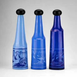 New Pamono Glass Bottles Set by Salvador Dalí for Rosso Antico, Italy, 1970s, Set of 3