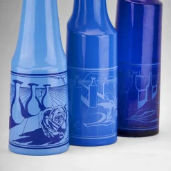 New Pamono Glass Bottles Set by Salvador Dalí for Rosso Antico, Italy, 1970s, Set of 3