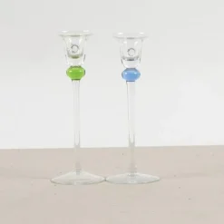 Pamono Glass Candleholders by V. Nason & Co., Set of 2> Candleholders
