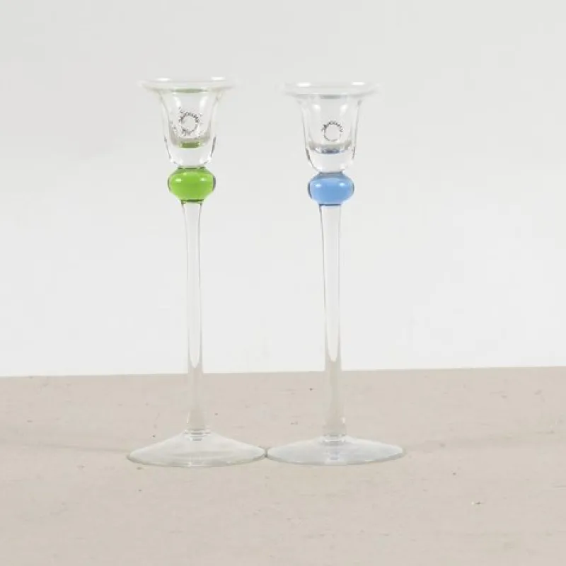 Pamono Glass Candleholders by V. Nason & Co., Set of 2> Candleholders