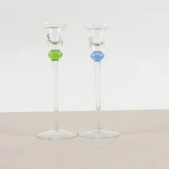 Pamono Glass Candleholders by V. Nason & Co., Set of 2><noscript><img width=