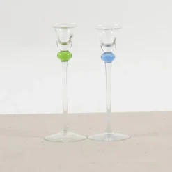 Pamono Glass Candleholders by V. Nason & Co., Set of 2><noscript><img width=