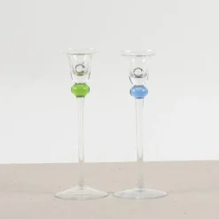 Pamono Glass Candleholders by V. Nason & Co., Set of 2><noscript><img width=