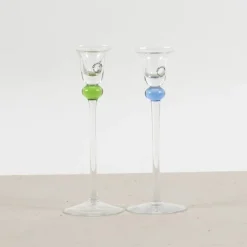 Pamono Glass Candleholders by V. Nason & Co., Set of 2><noscript><img width=