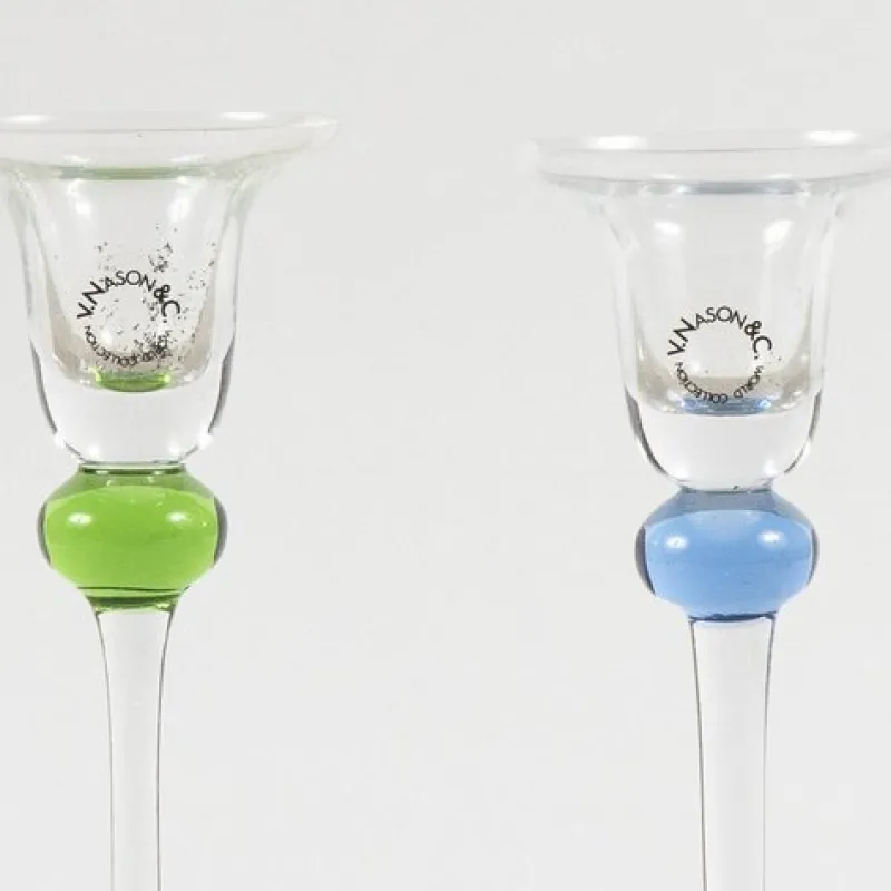 Pamono Glass Candleholders by V. Nason & Co., Set of 2> Candleholders