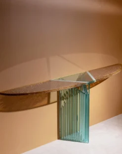 Clearance Pamono Glass Console Table by Luigi Massoni for Gallotti & Radice, 1980s
