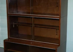 Clearance Pamono Glass Front 3-Tier Barrister Bookcase Cabinet from Minty of Oxford, 1930s