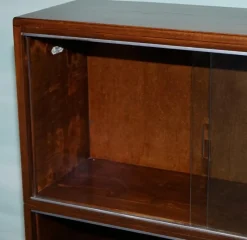 Clearance Pamono Glass Front 3-Tier Barrister Bookcase Cabinet from Minty of Oxford, 1930s