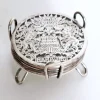 Pamono Glass Hamburg State Coat of Arms Coasters in Sterling Silver, 1960s, Set of 7> Dinnerware Accessories