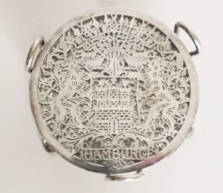 Pamono Glass Hamburg State Coat of Arms Coasters in Sterling Silver, 1960s, Set of 7><noscript><img width=
