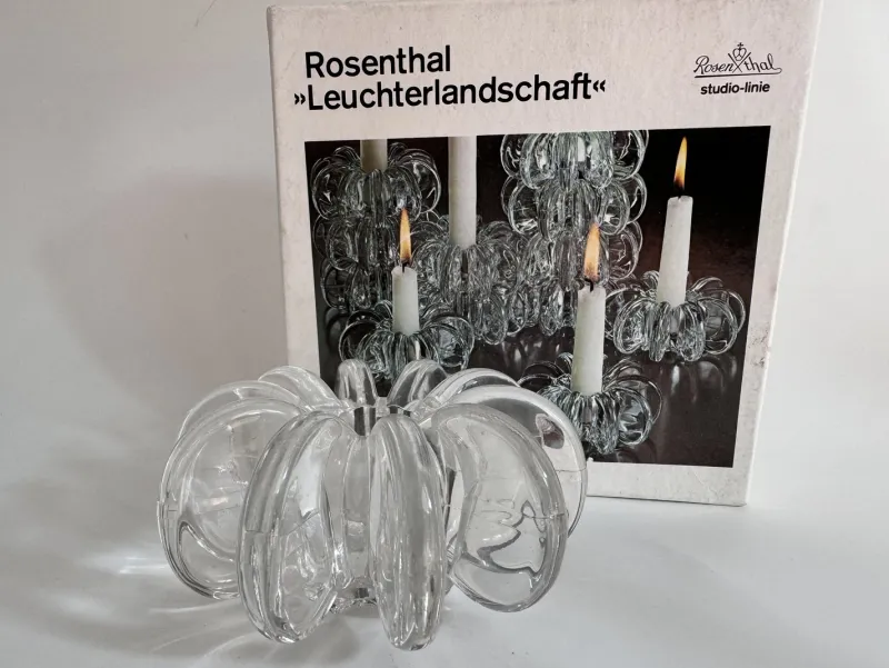 Pamono Glass Landscape Candleholder by Hertha Bengtson for Rosenthal Studio Linie, Germany, 1980s> Candleholders