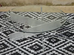Hot Pamono Glass Living Room Table with Acrylic Glass Base