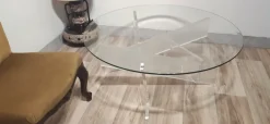 Hot Pamono Glass Living Room Table with Acrylic Glass Base