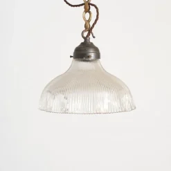 Pamono Glass Pendant Light from Holophane, 1940s> Ceiling Lights
