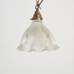 Pamono Glass Pendant Light from Holophane, 1940s> Ceiling Lights