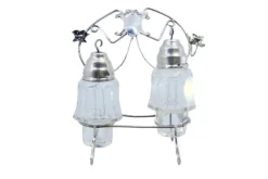 Pamono Glass Salt and Pepper Shakers with Lids and Silver Frame, Set of 2> Salt & Pepper Shakers