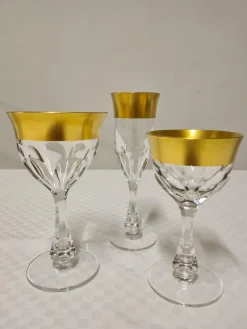 Pamono Glass Set in Crystal and Pure Gold by Barthmann, Set of 36><noscript><img width=
