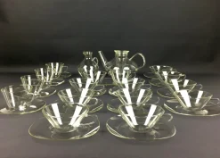 Pamono Glass Tea Service by Heinrich Löffelhardt for Schott & Gen. Mainz, 1955, Set of 17> Coffee & Tea Service