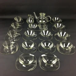 Pamono Glass Tea Service by Heinrich Löffelhardt for Schott & Gen. Mainz, 1955, Set of 17><noscript><img width=
