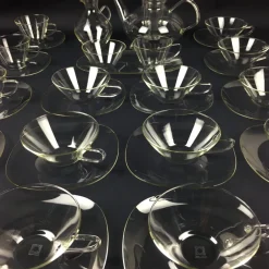 Pamono Glass Tea Service by Heinrich Löffelhardt for Schott & Gen. Mainz, 1955, Set of 17><noscript><img width=
