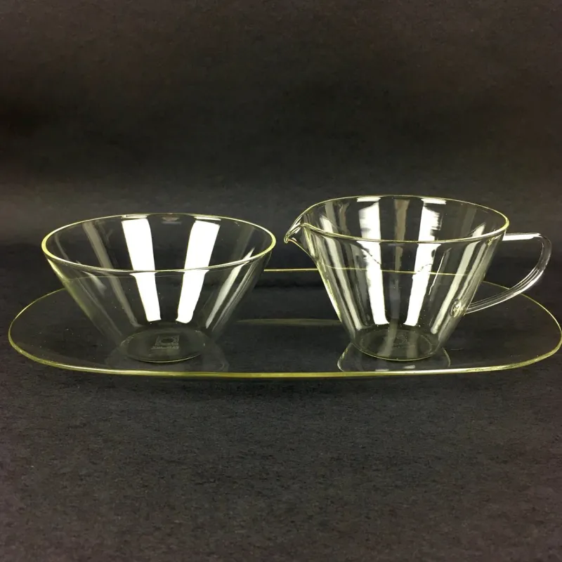 Pamono Glass Tea Service by Heinrich Löffelhardt for Schott & Gen. Mainz, 1955, Set of 17> Coffee & Tea Service
