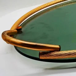 Pamono Glasses and Tray in Murano Glass with Hand-Decorated 24 Karat Gold Finishes from GN Murano, 1970s, Set of 7><noscript><img width=