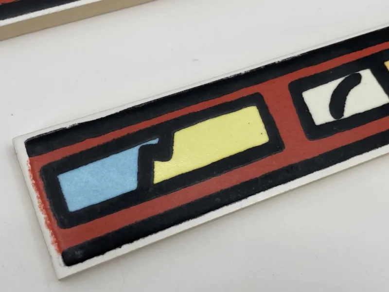 Outlet Pamono Glazed Ceramic Border Tiles by Keith Haring for Iga-Bordure Amerique, Set of 72