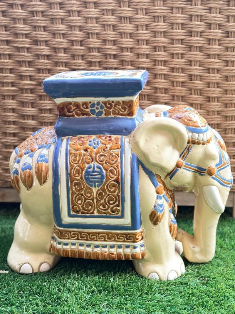Pamono Glazed Ceramic Elephant, 1970s> Garden Accessories