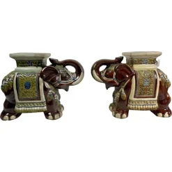 Online Pamono Glazed Ceramic Elephants, 1960, Set of 2