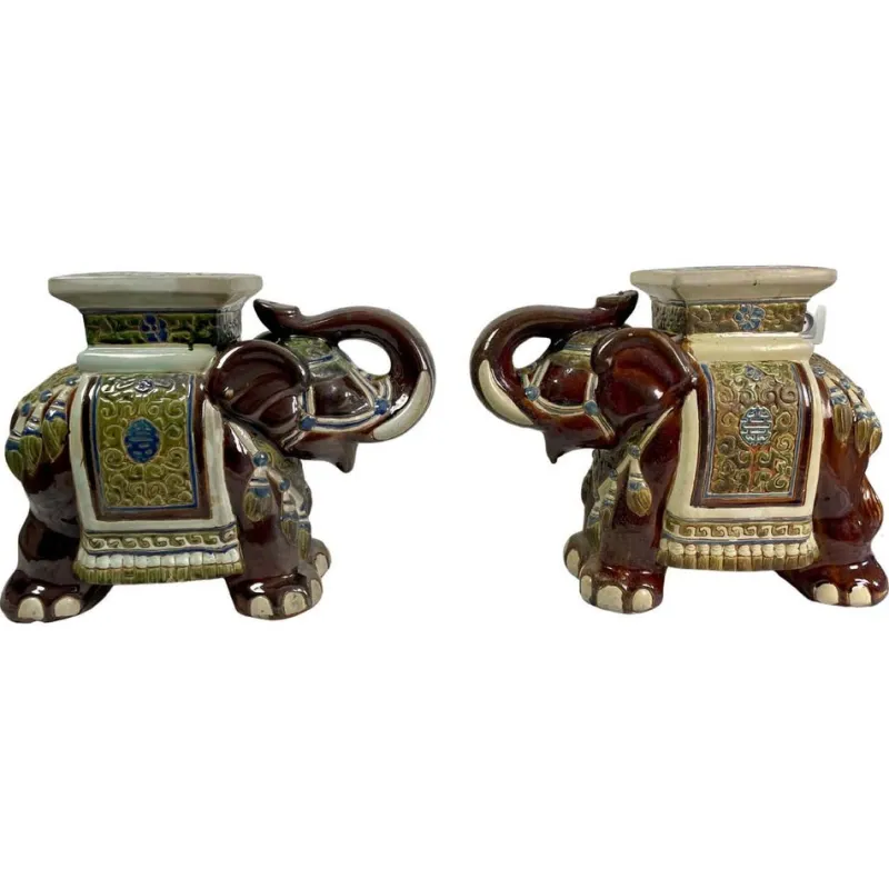 Online Pamono Glazed Ceramic Elephants, 1960, Set of 2