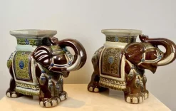 Online Pamono Glazed Ceramic Elephants, 1960, Set of 2