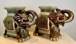 Online Pamono Glazed Ceramic Elephants, 1960, Set of 2