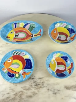 Pamono Glazed Ceramic Plates from La Musa, Italy, 1980s, Set of 4> Dinner Plates & Bowls