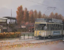 New Pamono Günter Fischer, Spandau West Station in Berlin, 20th Century, Oil on Canvas, Framed