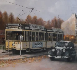 New Pamono Günter Fischer, Spandau West Station in Berlin, 20th Century, Oil on Canvas, Framed