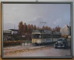 New Pamono Günter Fischer, Spandau West Station in Berlin, 20th Century, Oil on Canvas, Framed