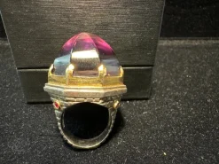 Sale Pamono Gold - Silver and Large Amethyst Ring Palazzo Ii Model from Jean Boggio
