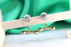 Pamono Gold and Platinum Cufflinks with Brilliant-Cut Diamonds, Set of 2><noscript><img width=