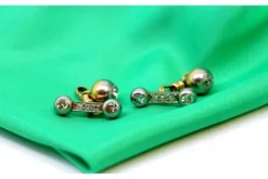 Pamono Gold and Platinum Cufflinks with Brilliant-Cut Diamonds, Set of 2><noscript><img width=