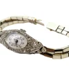 Pamono Gold and Platinum Watch with Cut-Out Case, Brilliant-Cut Diamonds and Double Parallel Bracelet> Watches