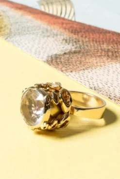 Pamono Gold and Rock Crystal Ring by Claës Giertta, 1965> Rings