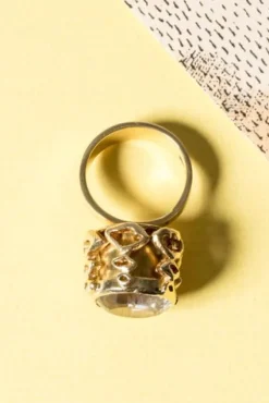 Pamono Gold and Rock Crystal Ring by Claës Giertta, 1965><noscript><img width=